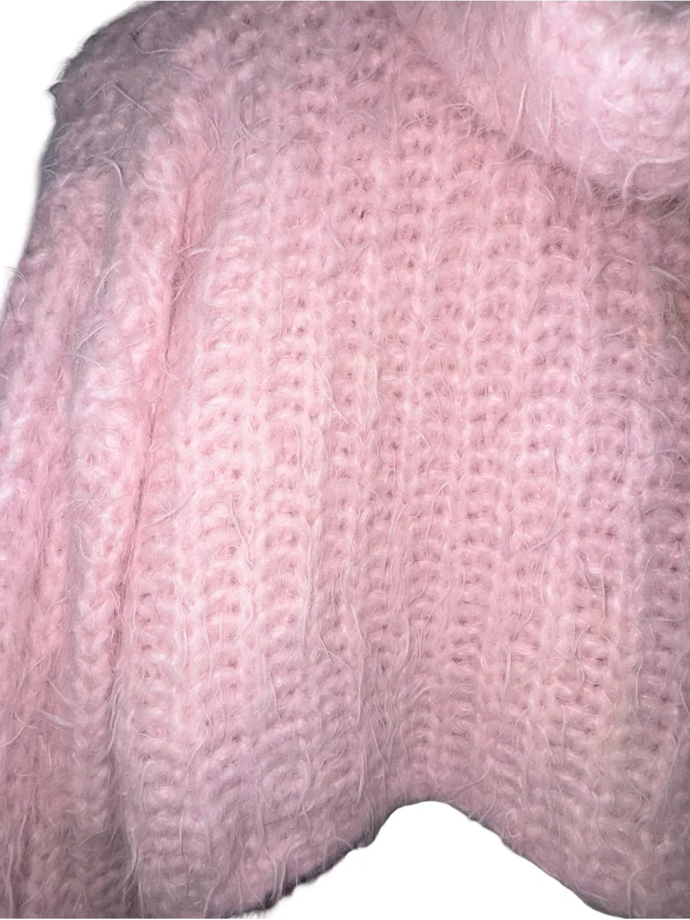 Free People balletcore Pink Fuzzy Cropped Turtleneck Sweater Sz M Soft Girl - Picture 4 of 6